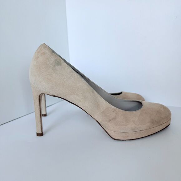 NWOB Damaged Stuart Weitzman Beatrix Platform Pumps in Adobe Suede Size 9 - Picture 7 of 16
